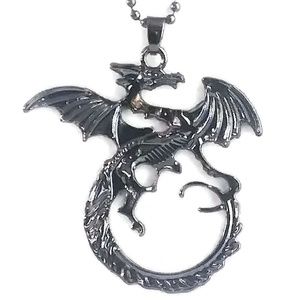 Gunmetal Black Dragon Pendant NWT